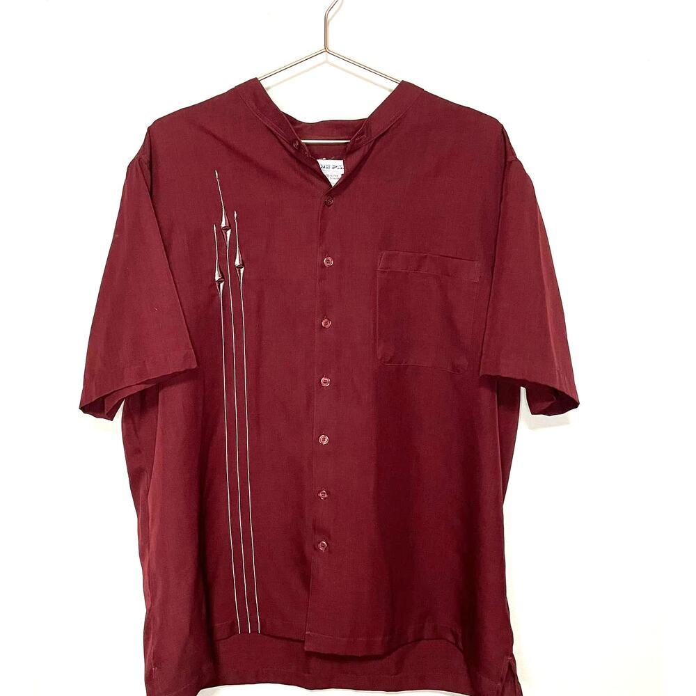 Irvine Park Bowling Maroon Button Up Mens Shirt Rockabilly Red size Extra Large